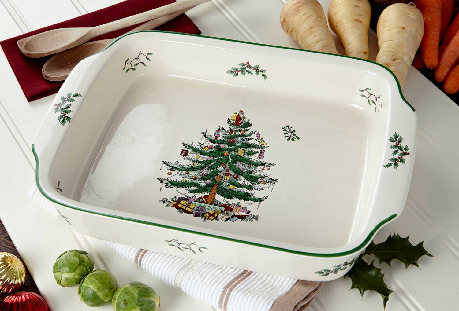 Christmas Tree Handled Serving Dish image number null